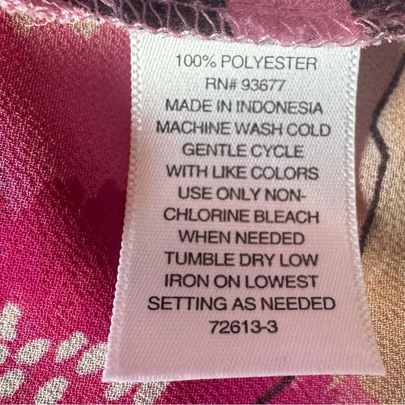 WORTHINGTON pink & fuschia maximalist floral blouse with neck tie women’s medium - Picture 12 of 12